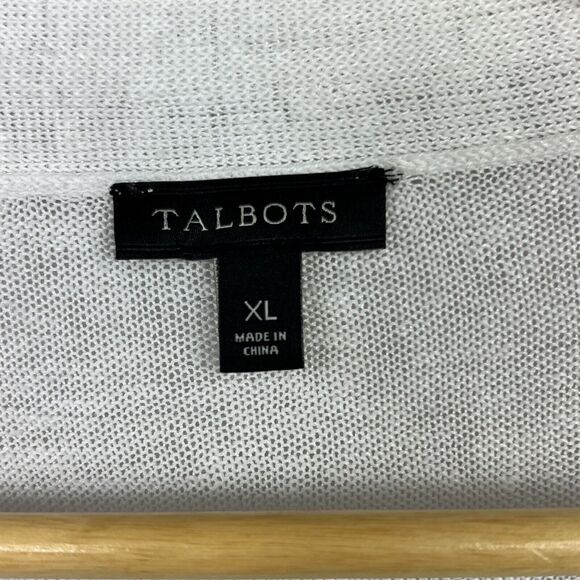 Talbots White 100% Linen Open Front Cardigan Sweater Size XL Lightweight - Picture 7 of 10